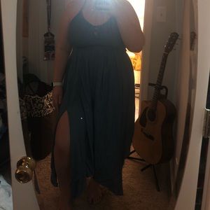 denim flowy maxi dress